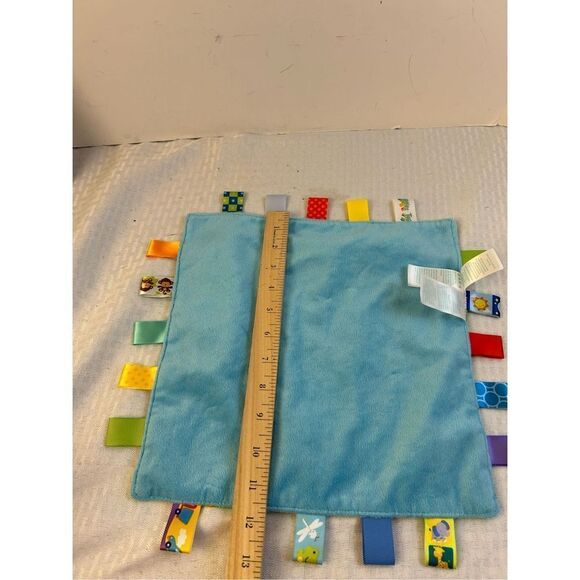 Taggies baby infant blanket crib toy blue dinosaurs 12x12 - Picture 5 of 6